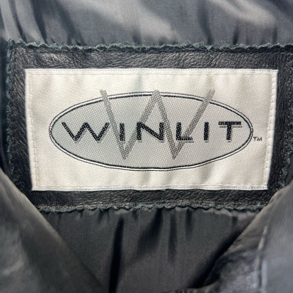 Winlit Black Leather Trench Coat Womens Size Small Long Jacket Vtg 80s Retro - Picture 3 of 10